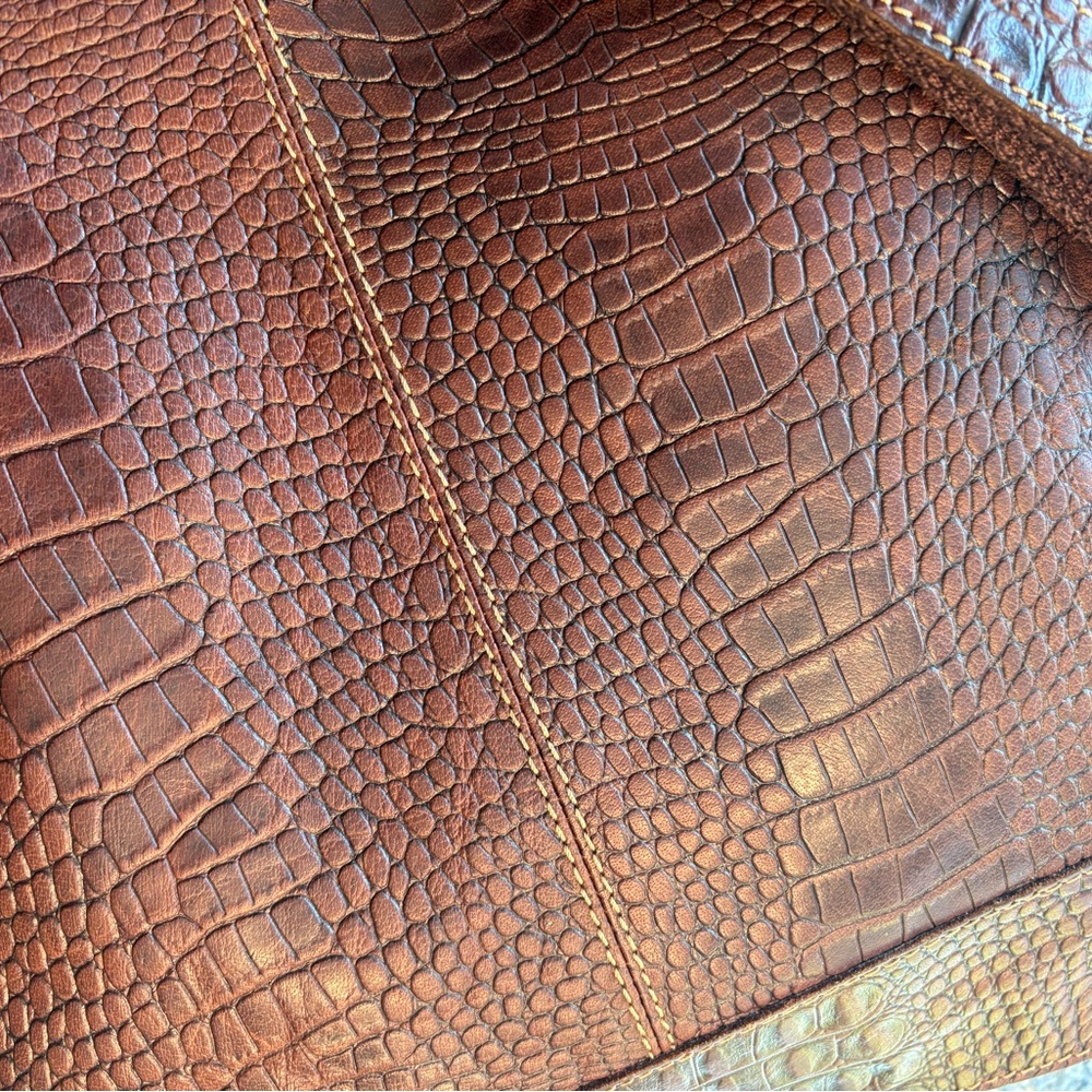 Source Unknown Brown Croc-Embossed Shoulder Bag - image 4